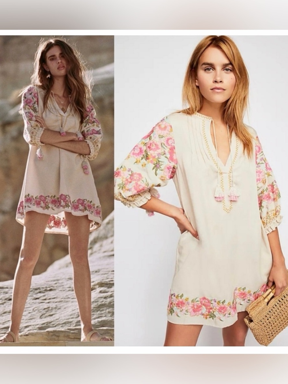Spell Lightweight Creamy Beige Tunic with Embroidery